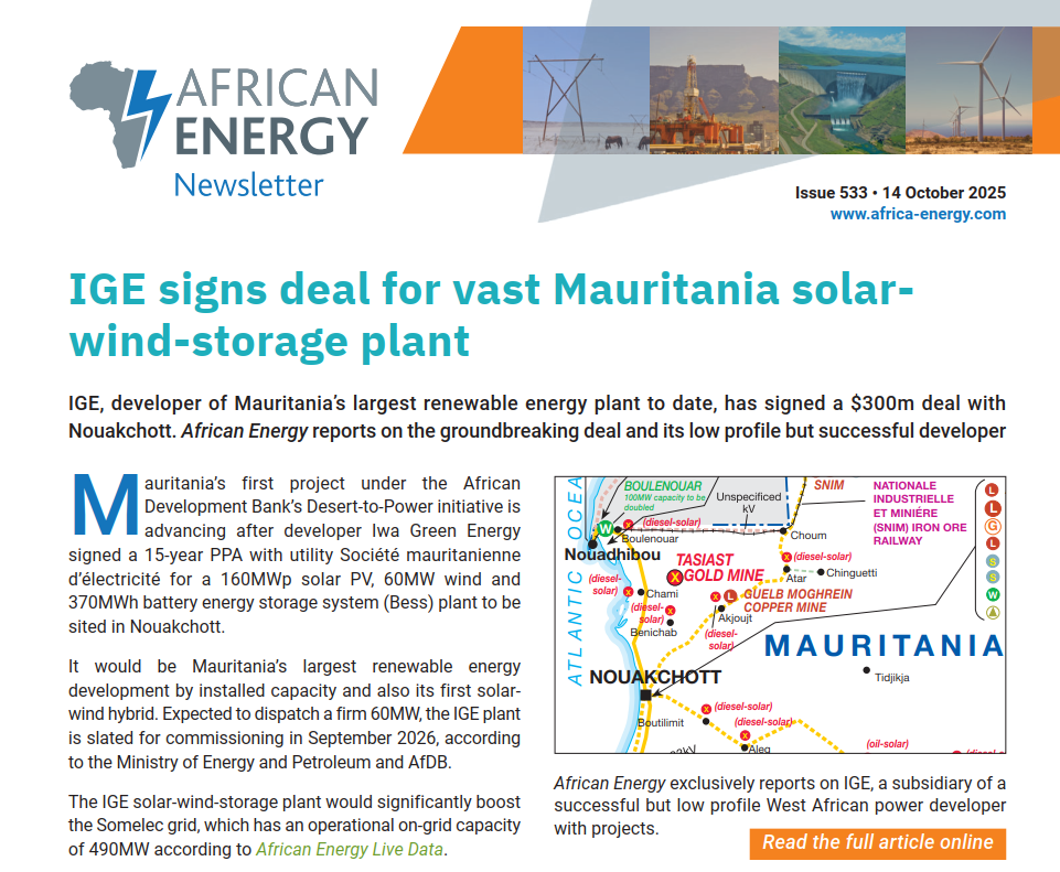Newsletter AFRICAN ENERGY IGE centrale 60 MW Mauritanie 1